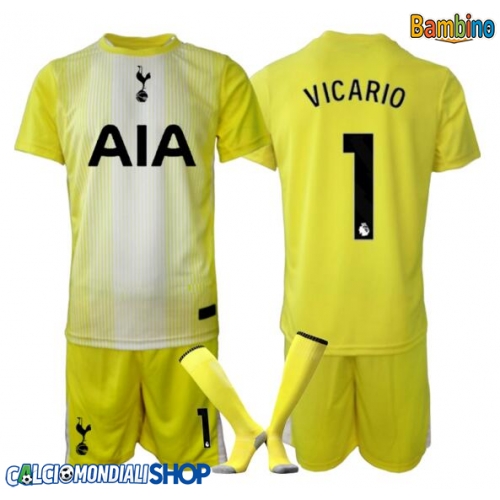 Maglie da calcio Tottenham Hotspur Guglielmo Vicario #1 Portiere Terza Maglia Bambino 2025-26 Manica Corta + Pantaloni corti)